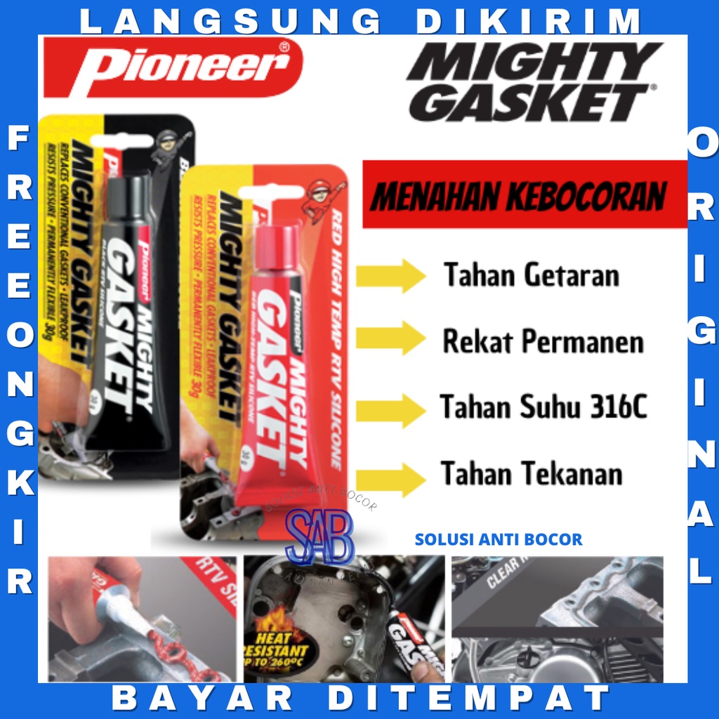 Jual Lem Besi Tahan Panas 300C Pioneer Mighty Gasket Lem Mesin Radiator