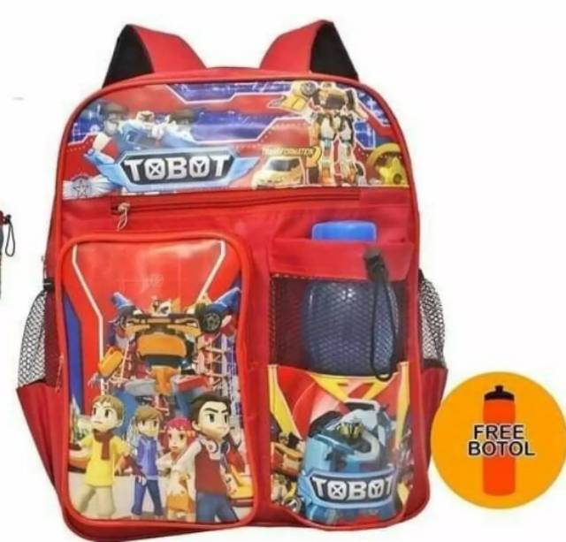 Tas tobot gratis botol/Tas anak karakter model tobot