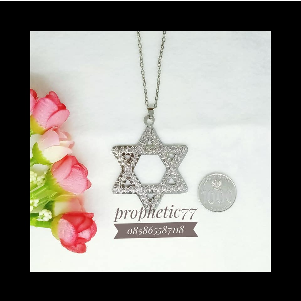 Kalung Bintang Daud Dawid Star Of David. Aksesoris Fashion Pria Wanita Mesianik Profetik Prophetic