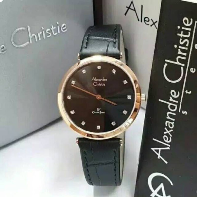 JAM ALEXANDRE CHRISTIE WANITA 8540 BLACK ROSEGOLD ORIGINAL / ALEXANDER CHRISTIE WANITA 8540