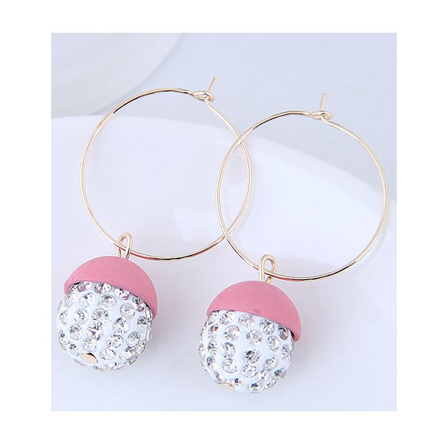 LRC Anting Hoops Fashion Round Shape Decorated Earrings