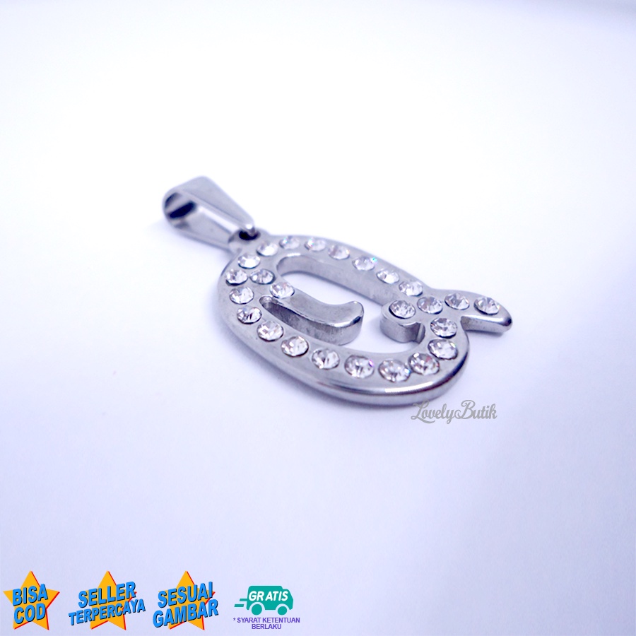 Lovelybutik Liontin Titanium Anti Karat Liontin Huruf Q Klasik Silver