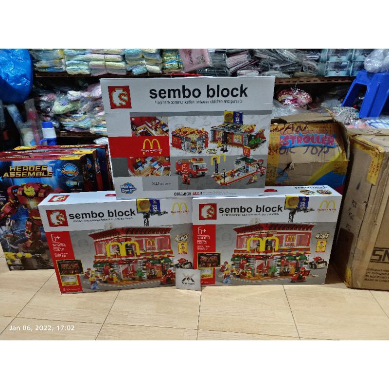 Mainan Sembo Block MC Donald 4in1  6901 jumbo dengan lampu LED