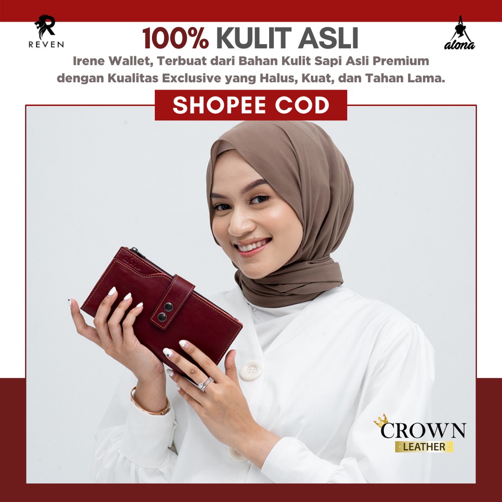 Dompet Wanita Dompet Kulit Wanita Panjang Kulit Sapi Asli Dompet Kulit Wanita Panjang Alona Irene Wallet Fashion Wanita Cewek Branded Kulit Sapi Asli Premium Original by Crown Leather CrownLeather