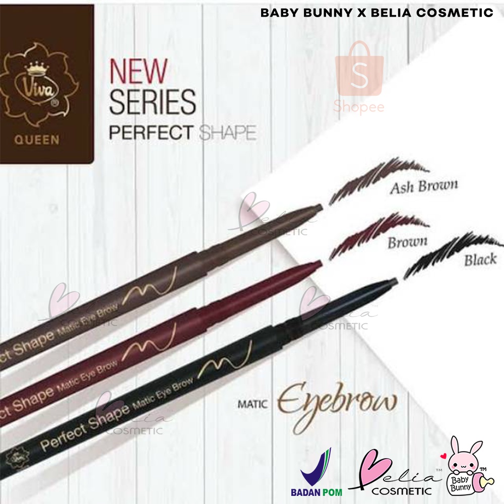 ❤ BELIA ❤ VIVA Pencil Matic Perfect Shape Queen | Pensil Alis | Black Brown | Ash Brown | Eyebrow | BPOM