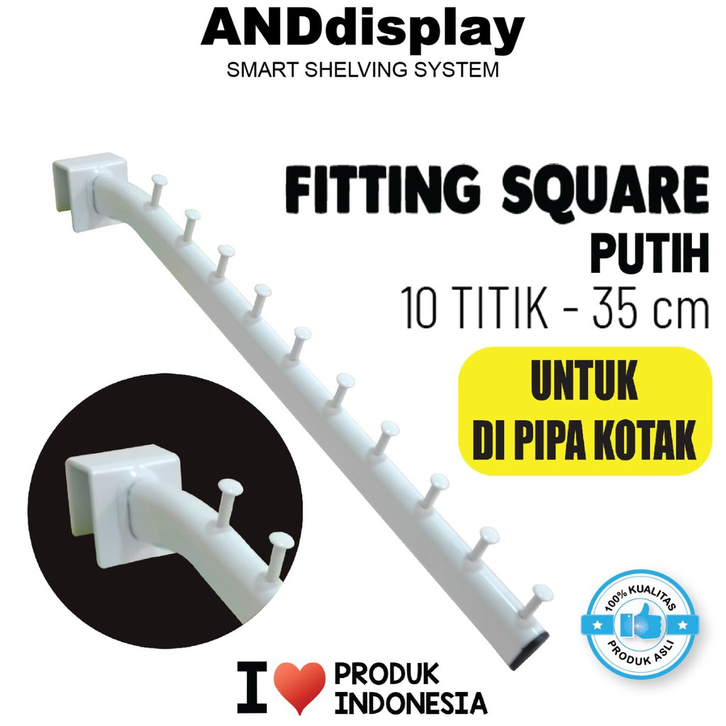 SULING BAJU FS 35CM PIN 10 PUTIH GANTUNGAN FITTING SQUARE PIPA KOTAK