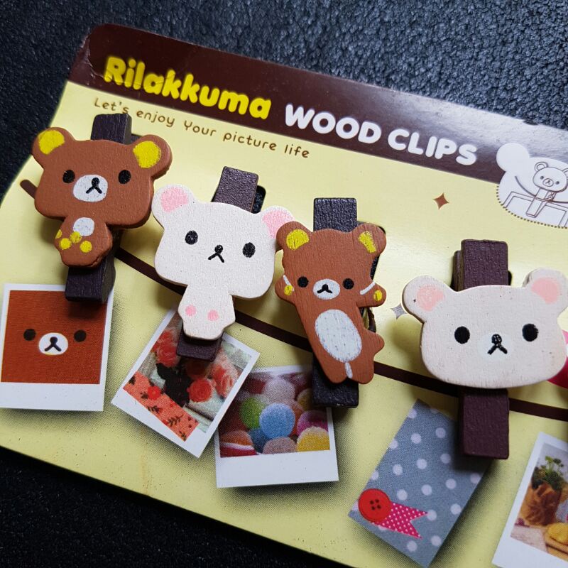 

Jepit kayu Rilakkuma wood clips 1 set 6 bj (ATK)