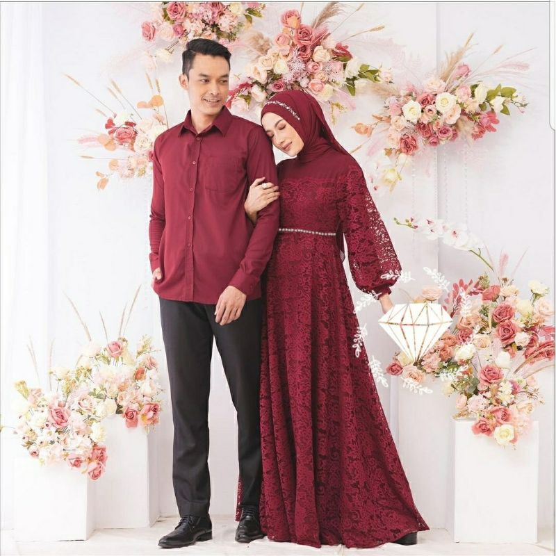 PCS CP ZULAIKHA BRUKAT COUPLE PASANGAN KEMEJA DAN GAMIS MAXY MS ADA VIDEO REVIEW ASLI PRODUK