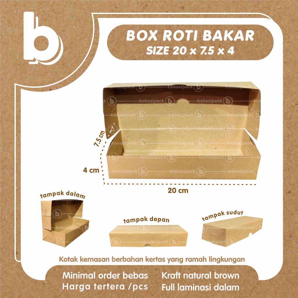 

Box Roti Bakar Kraft Foodgrade 20x7.5x4 I BRBKF00243