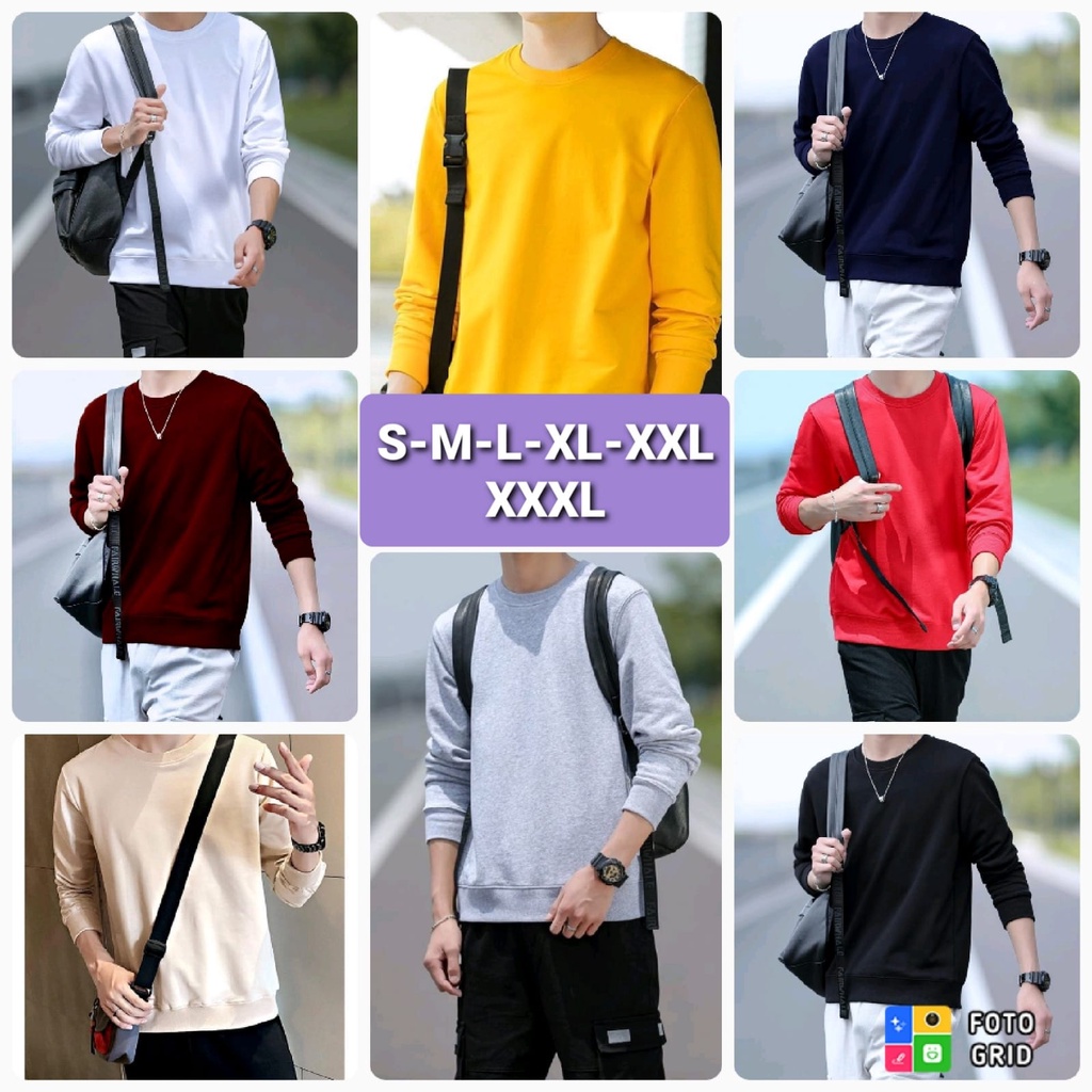 ( 1KG MUAT 6PCS )  KAOS PRIA LENGAN PANJANG POLOS / BAJU POLOS PRIA PAKAIAN PRIA ATASAN PRIA BARU