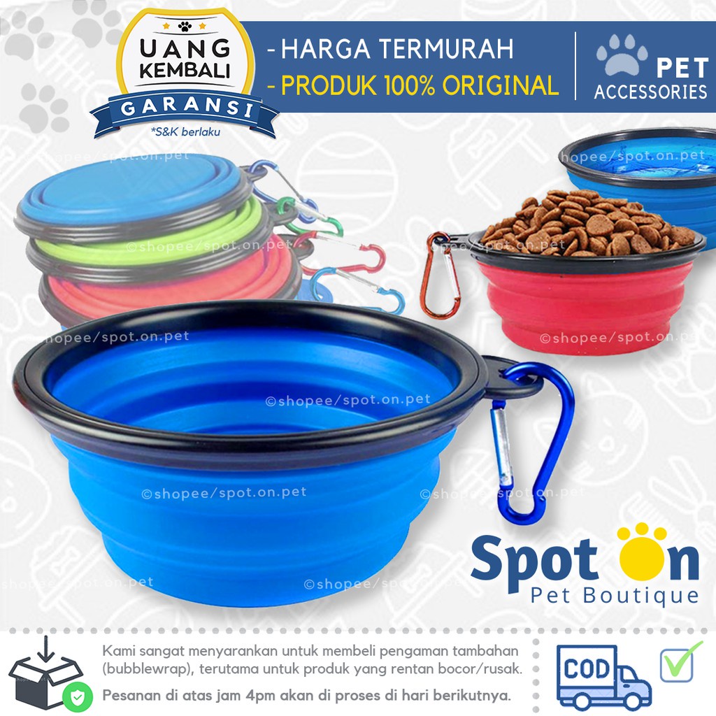 Mangkok Portable Anjing Kucing Silikon | Mangkuk Makan Minum Kucing Anjing Silicon | Travel Pet Bowl