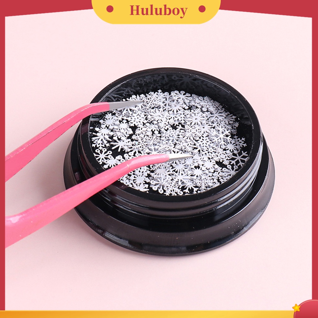 Huluboy Huluboy♡ 100pcs / Botol Stiker Kuku 3D Motif Kepingan Salju Untuk Dekorasi Nail Art