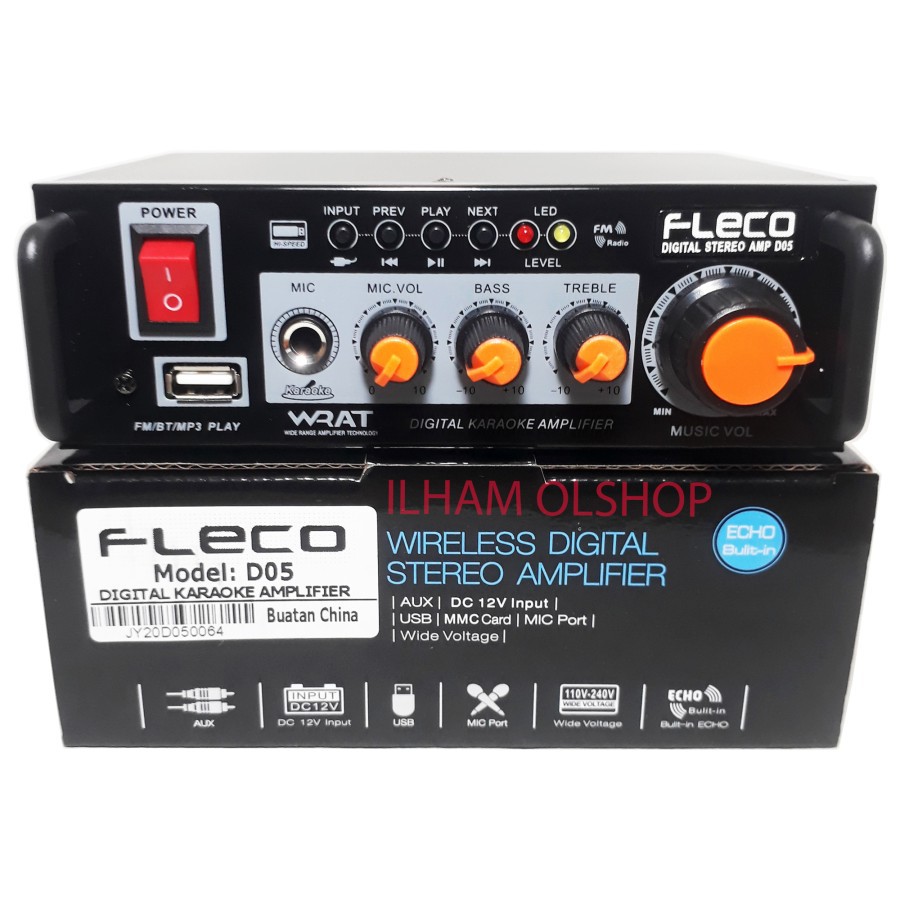 Fleco Amplifier Bluetooth Mini D05 Stereo Karaoke