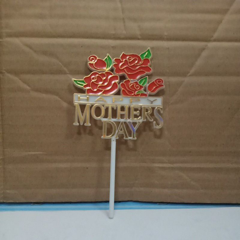 Hiasan Kue Cake Topper Happy Mother's Day Mawar