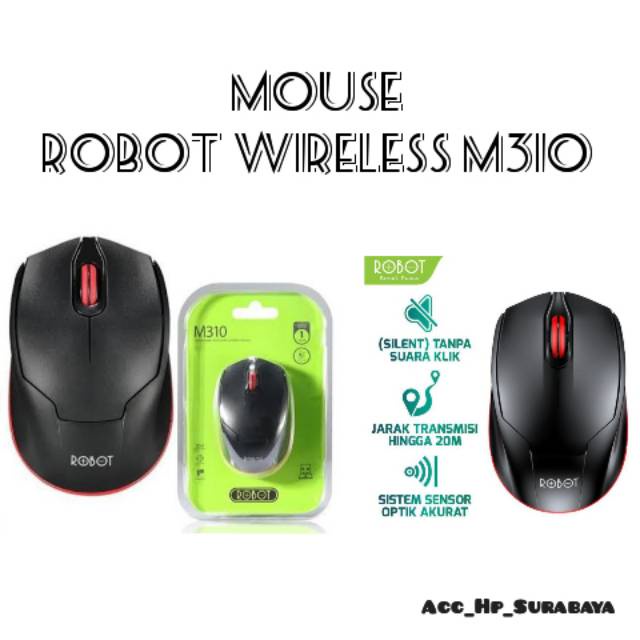 WIRELESS OPTICAL MOUSE ROBOT M310 ORIGINAL GARANSI RESMI 1 TAHUN