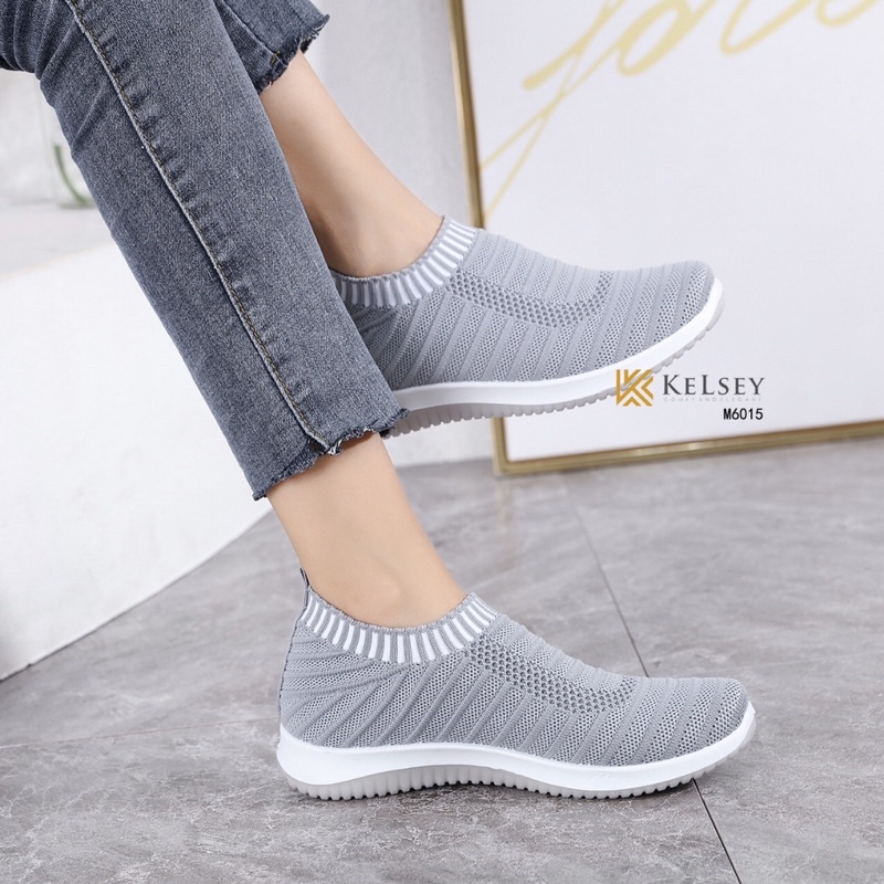 Nicole Sepatu Sneakers  Flyknit Shoes 4cm Wanita Kelsey M6015