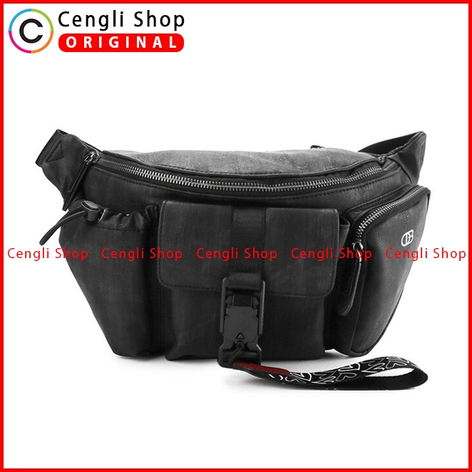 TAS SELEMPANG PINGGANG/DADA/BADAN PRIA OBERMAIN SLING WAIST/CHEST/BODY BAG ORIGINAL HITAM BLACK OM020