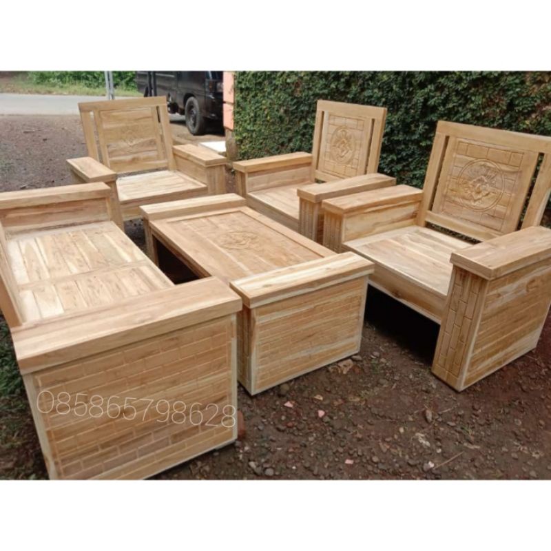 Kursi tamu minimalis kayu Jati 2111+meja mentahan kursi tamu minimalis kursi murah