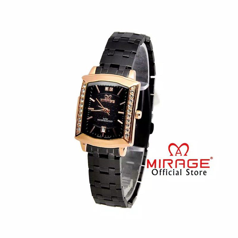 MIRAGE_7442 ORIJINAL JAM TANGAN WANITA BLACK GOLD