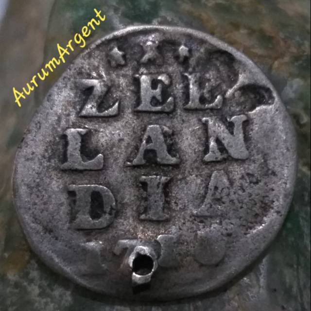 SA36-- 1 PC KOIN PERAK KUNO ASLI 2 STUIVER ZEELANDIA TH 1710. -- SILVER COIN --