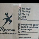 

1dus Ricoman Light Brown Sugar 1kg / 1 dus Dark Brown Sugar 1kg 1 dus isi 20pcs silakan pilih varian