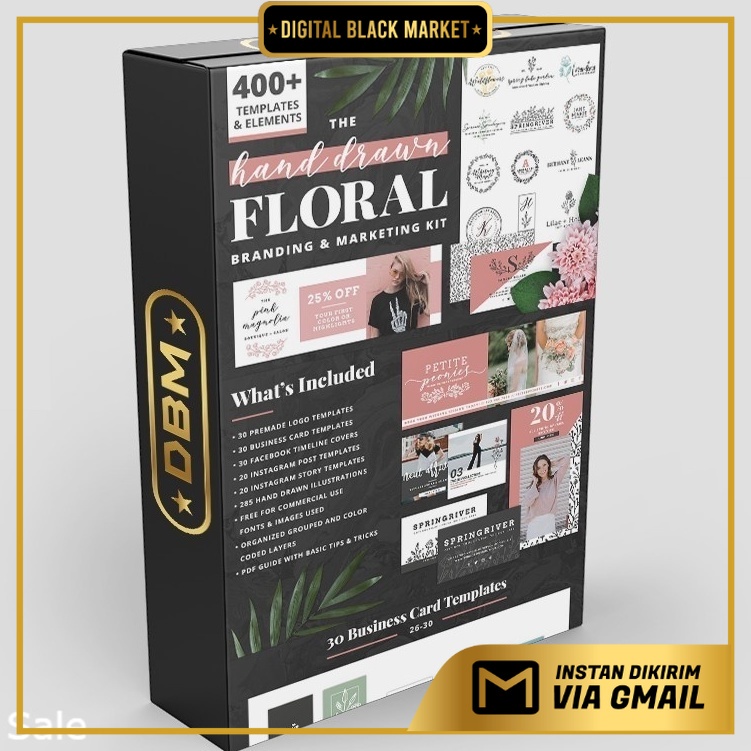 The Hand Drawn Floral Branding And Marketing Kit - Vector Designs - Business Branding