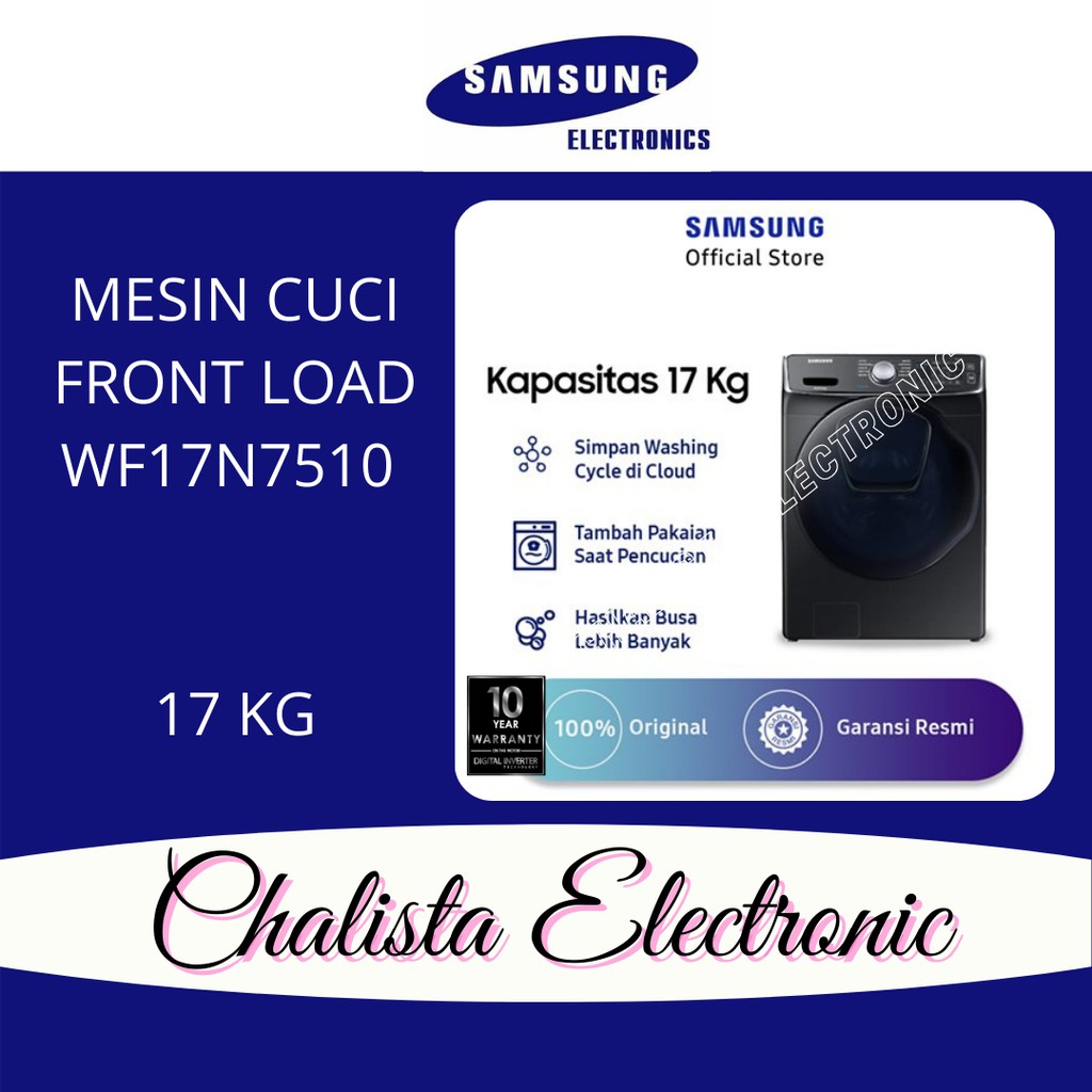 Samsung Mesin Cuci 17 KG Washer Front Loading WF17N7510KV/SE