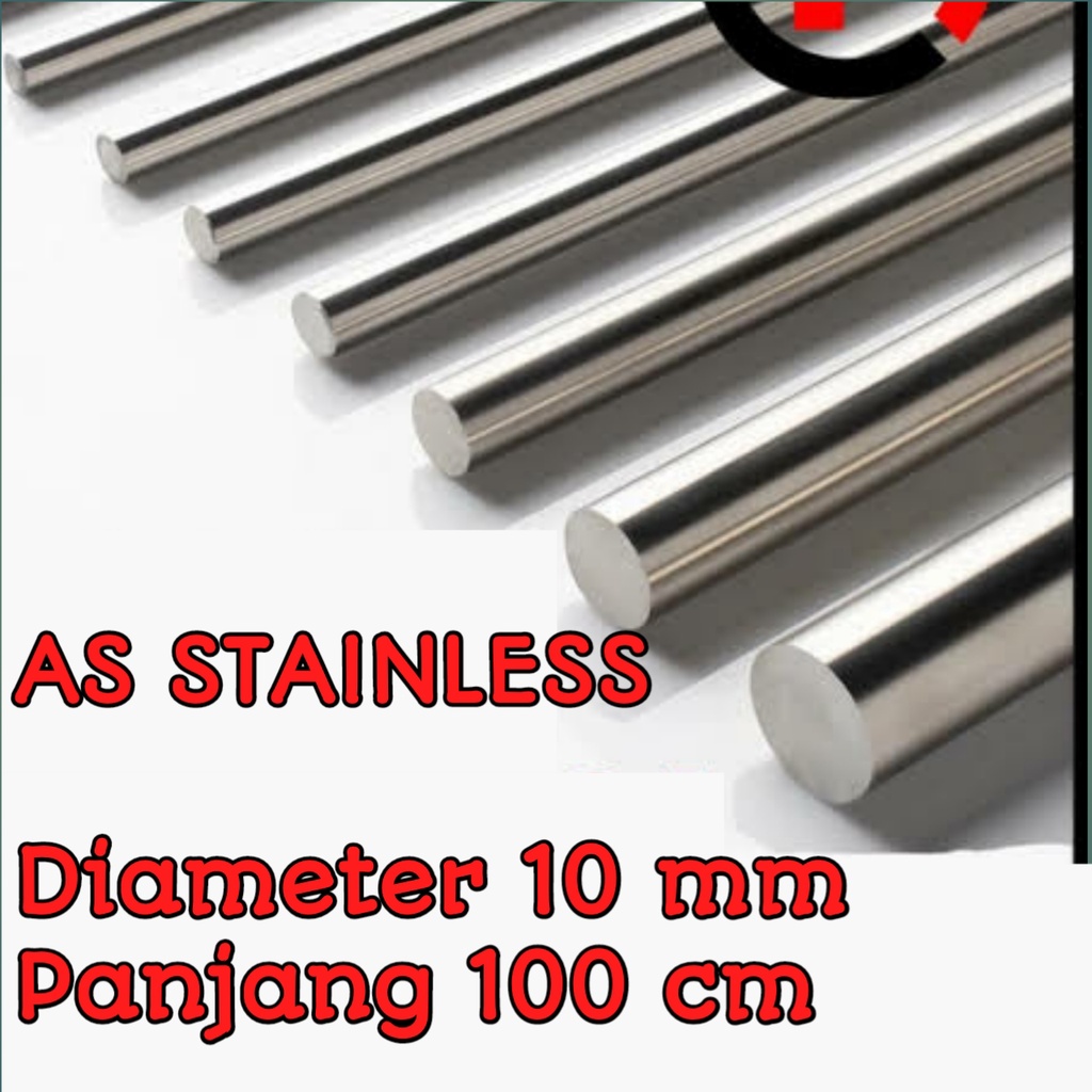As stenlis 10 mm panjang 100 cm As stainless steel