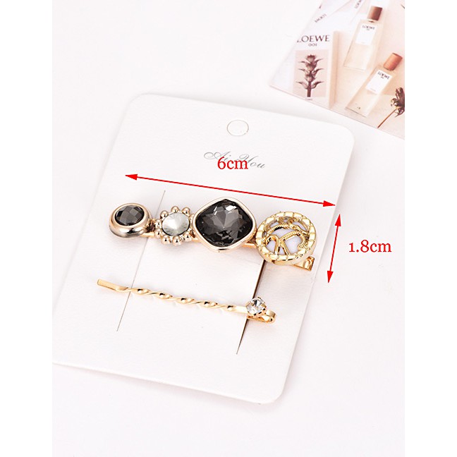 LRC Jepit Rambut Fashion Alloy Drill Hair Clip Set F4306X