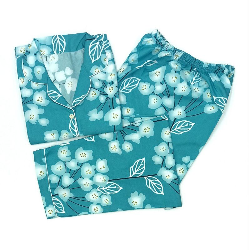 Baju Tidur Wanita / Piyama Wanita Tie Dye Set Motif Kekinian-Sakura Blue