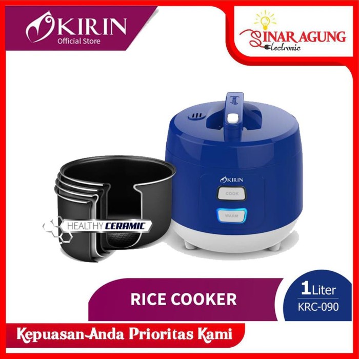 Kirin Rice Cooker 1.0 Liter KRC 090 / KRC090 BLUE GARANSI RESMI Magic Com Jumbo Elektrik Stenlis Kec