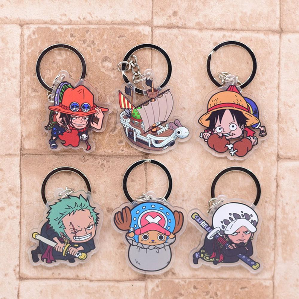 Lanfy Luffy Gantungan Kunci Luffy Zoro Dua Sisi Liontin Scultures Acrylic Key Ring