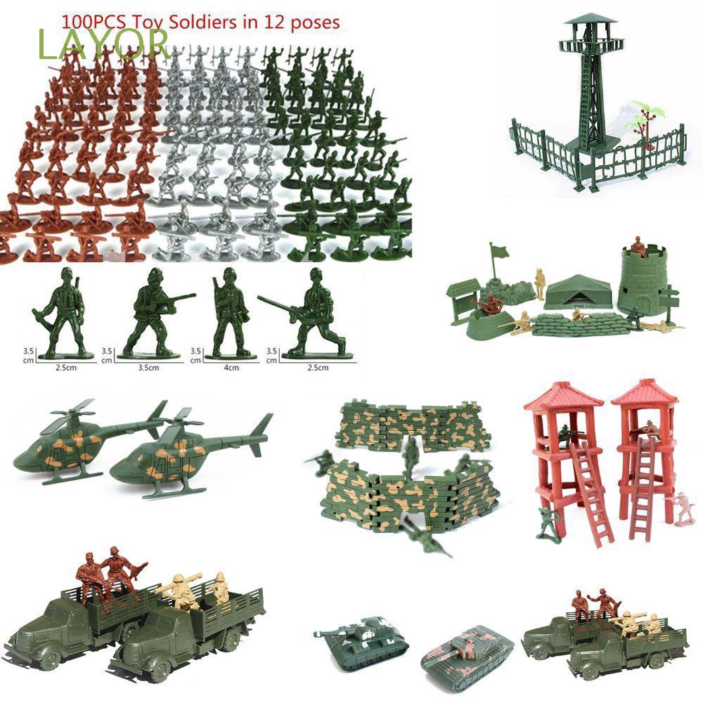  Mainan  Militer Tentara 12 Pose Tank Baja Menara Kecil 