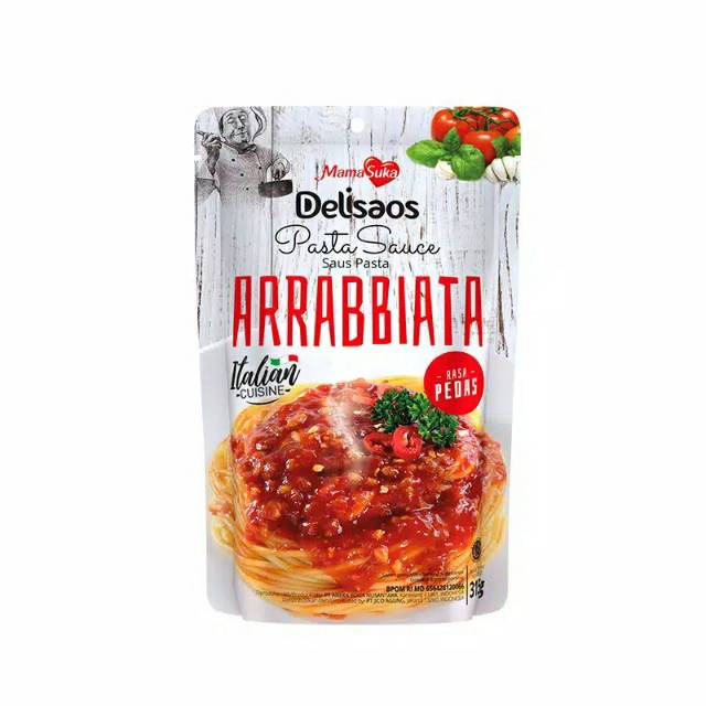 

MAMASUKA DELISAOS Saus Pasta Arrabbiata Pedas Khas Italia 315 Gram