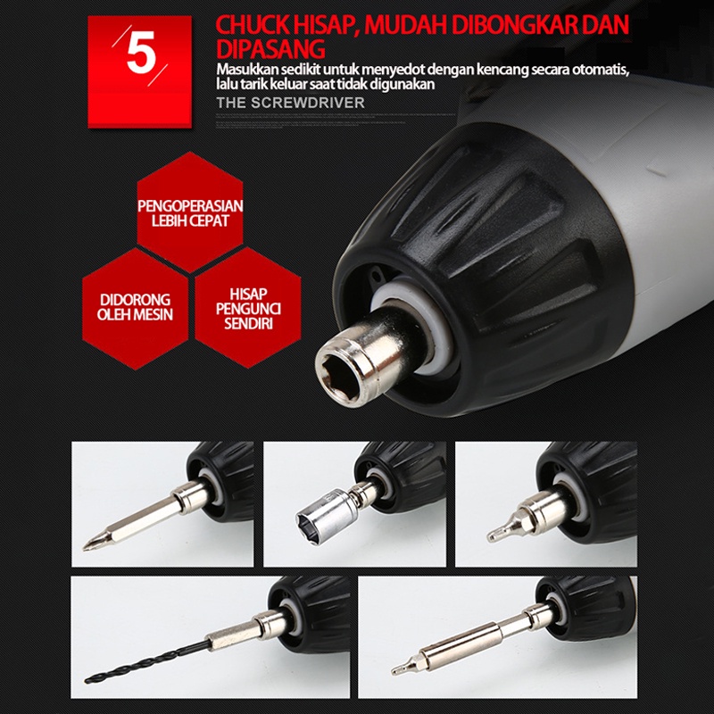 4.8VBor tangan yang dapat diisi ulang / Obeng Rumah Tangga / Electric Screw Driver / Obeng Listrik / Obeng