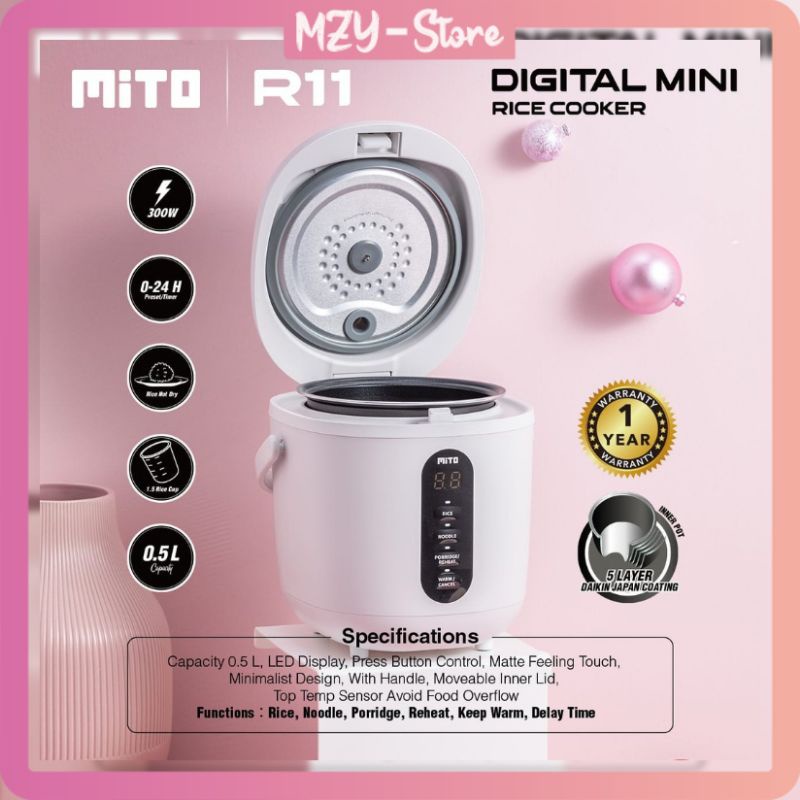 Rice Cooker MITO R11 Digital Mini Kapasitas 0,5 Liter Rice Cooker Mini - Original