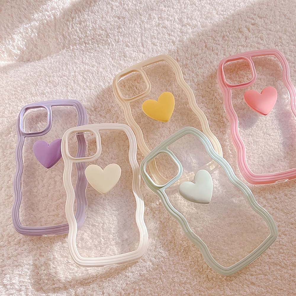 Soft Case TPU Motif Hati 3D Warna Permen Untuk iPhone 11 13 12 14 Pro X XS XR 8 7 6 Plus