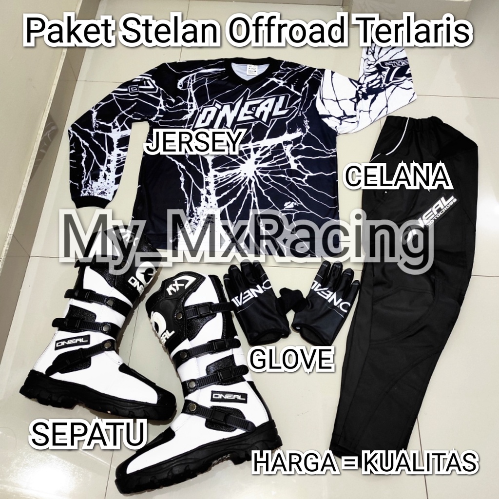 promo stelan offroad ON 03 trail cross sepatu cross jerset trail celana cross tral bonus sarung tangan