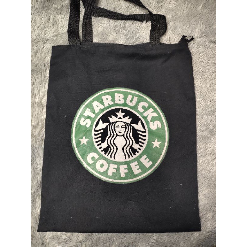 Tas Totebag Kain Starbucks preloved, Totebag Kain Hitam