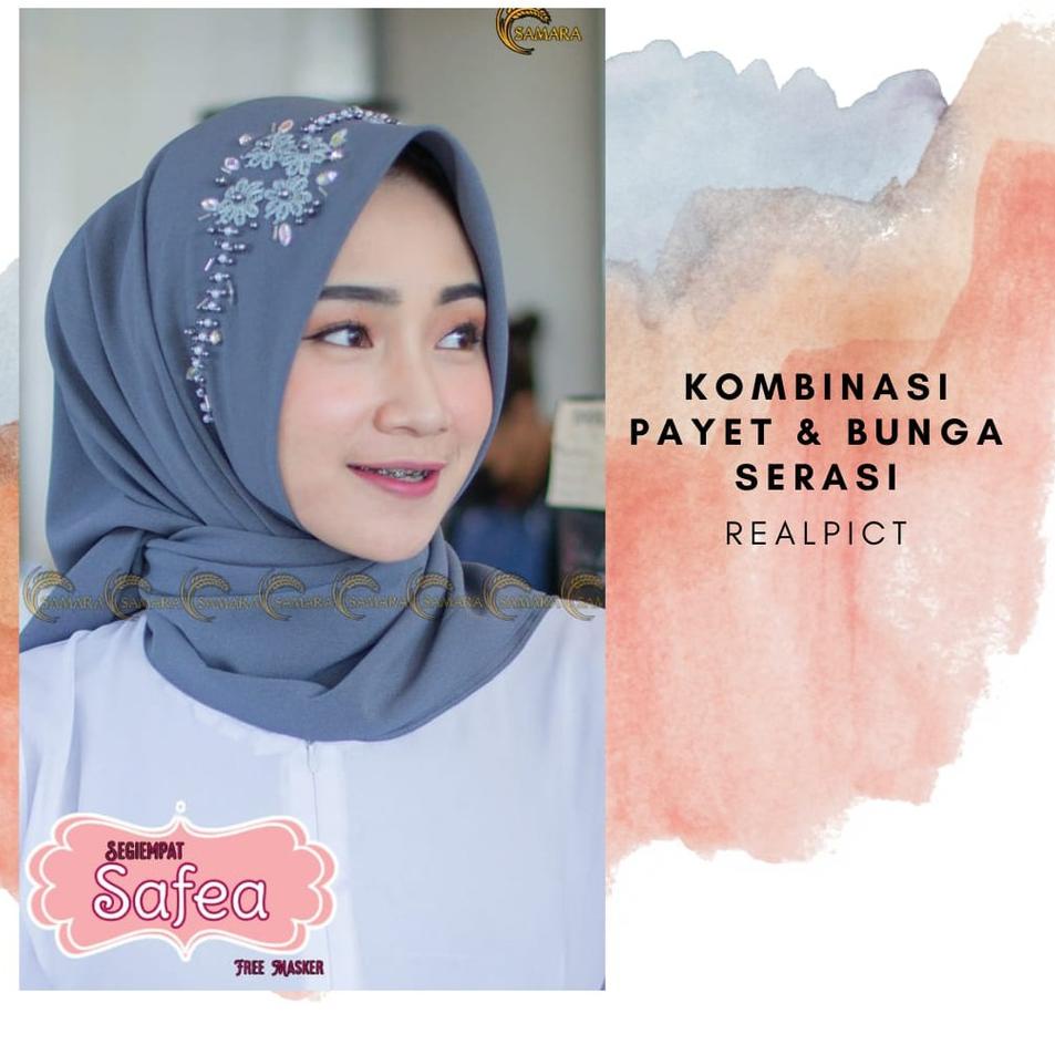 ✵ Hijab Segiempat Instan Free Makser Jilbab Segi Empat Payet Bando Kerudung Pesta Manik Bling Bling Safea Murah Terbaru ۞