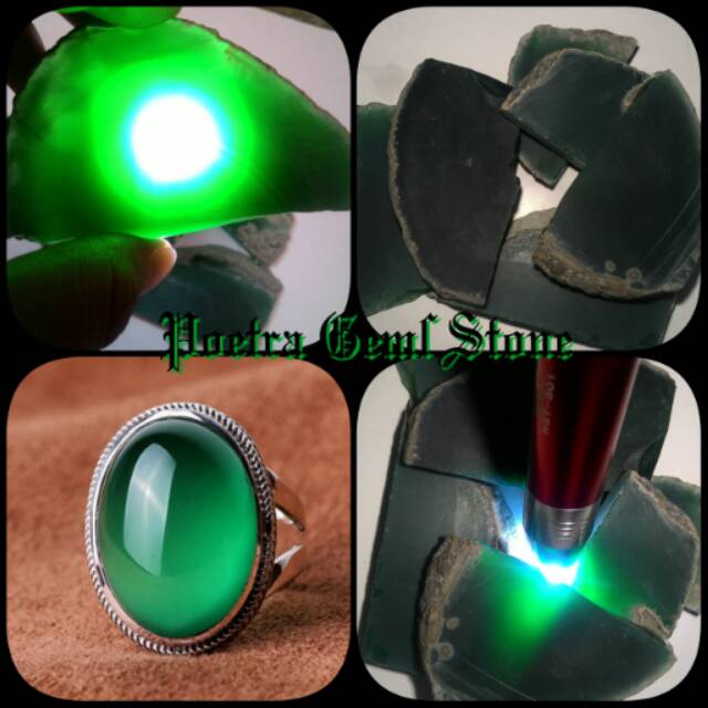 NATURAL BAHAN BATU GREEN CHALCEDONY IJO BOTOL LIKE BACAN