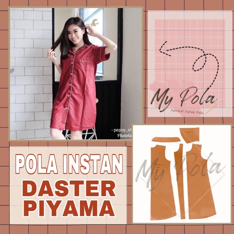 [COD]Pola instan daster piyama - pola daster mypola - pola jiplak daster