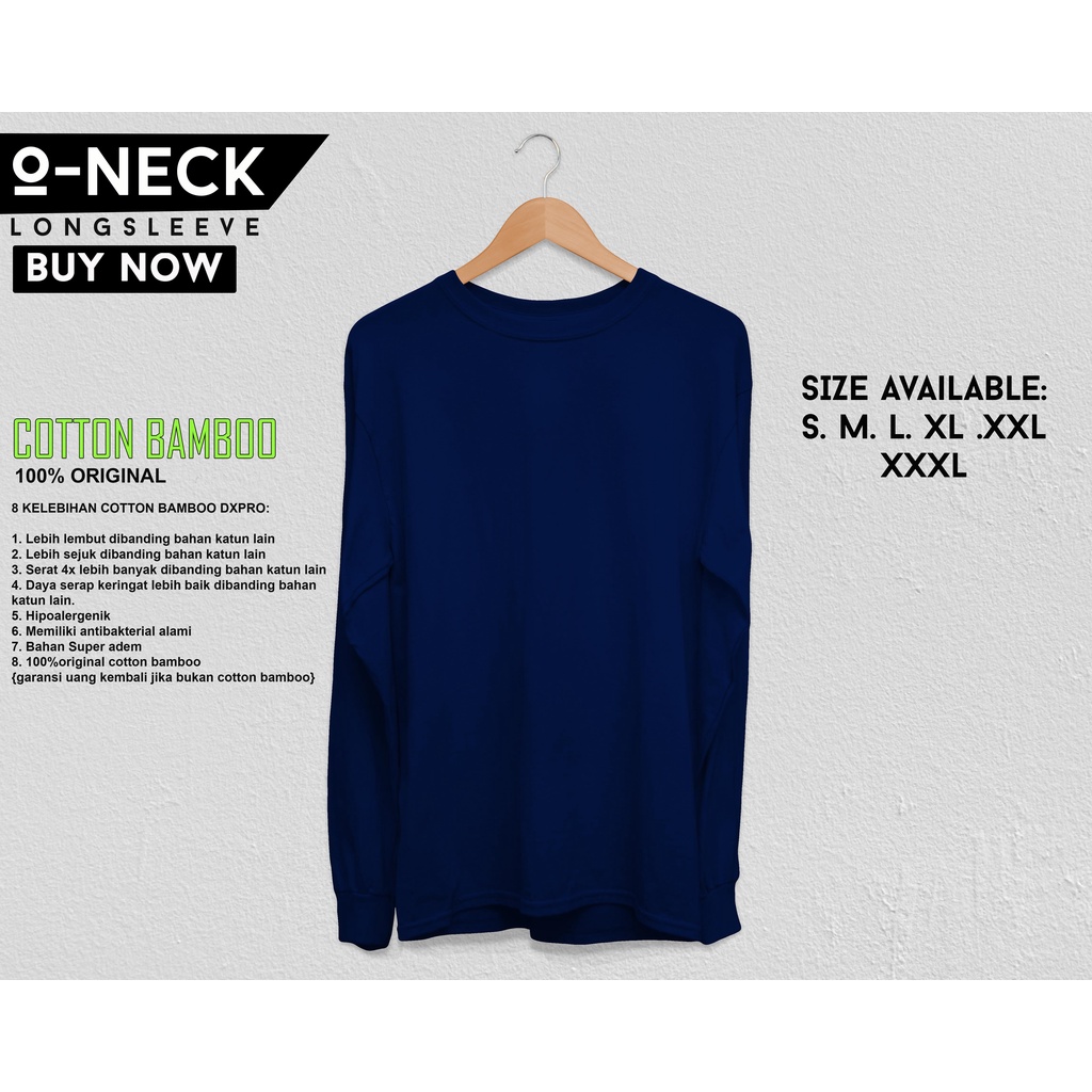 Kaos Polos TITANIUM Katun Bambu Lengan Panjang (Bamboo T-Shirt Long Sleeve) CEWE COWOK