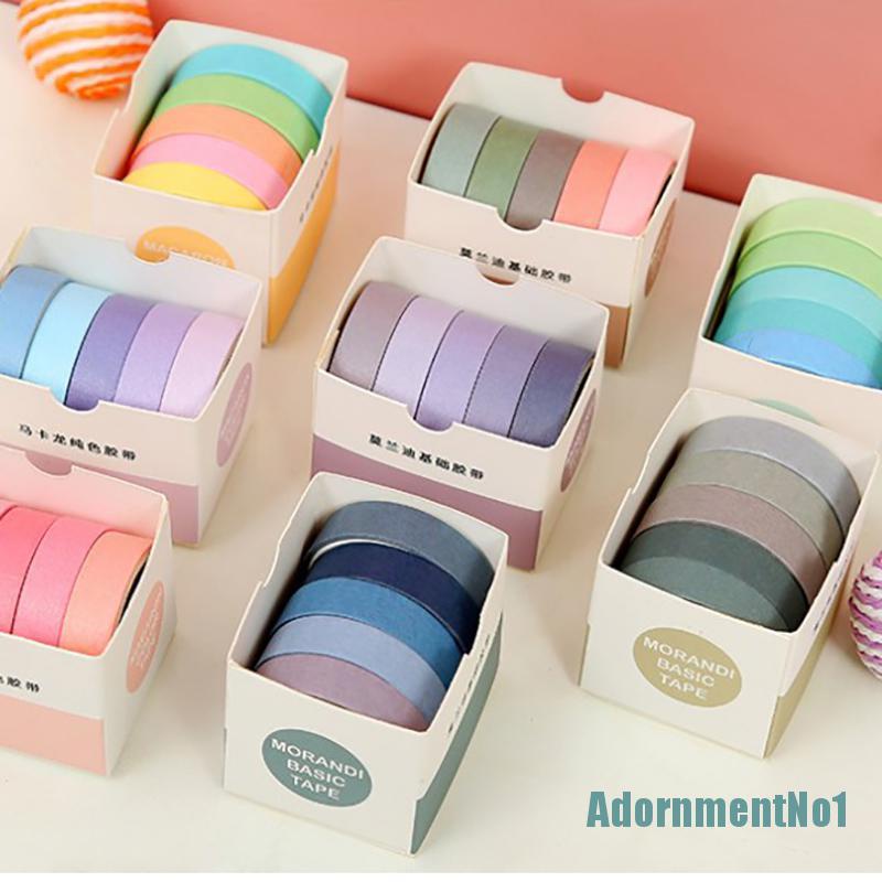 (AdornmentNo1) 5 Rol / box Selotip Masking Tape Warna Polos Untuk Scrapbook