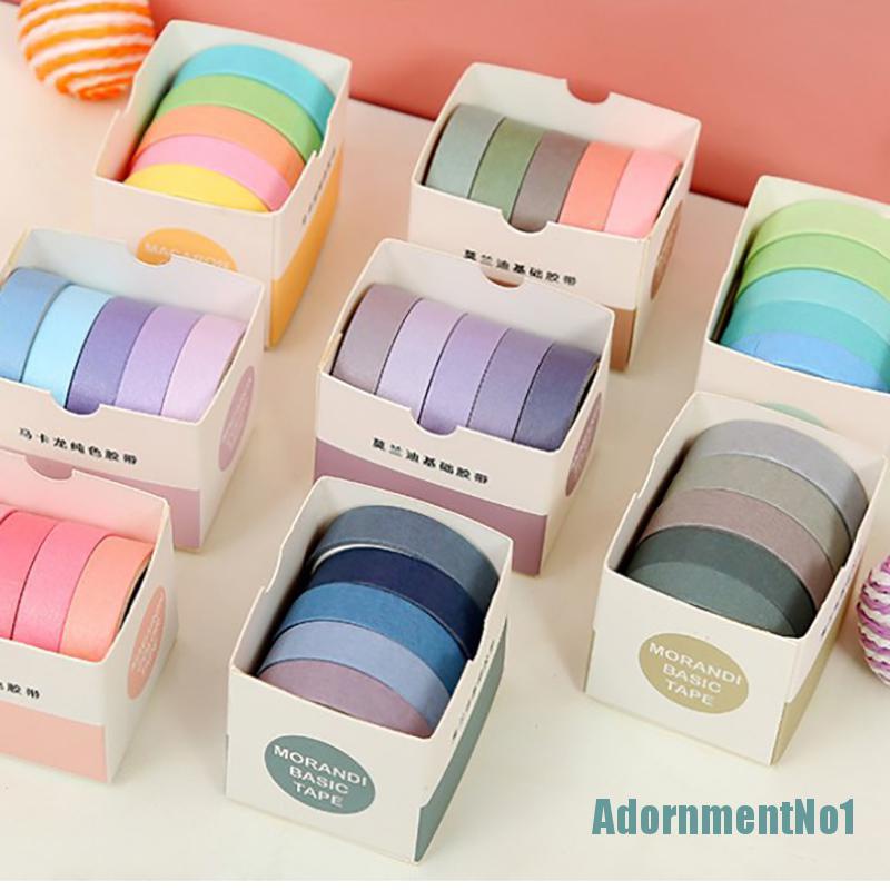 (AdornmentNo1) 5 Rol / box Selotip Masking Tape Warna Polos Untuk Scrapbook