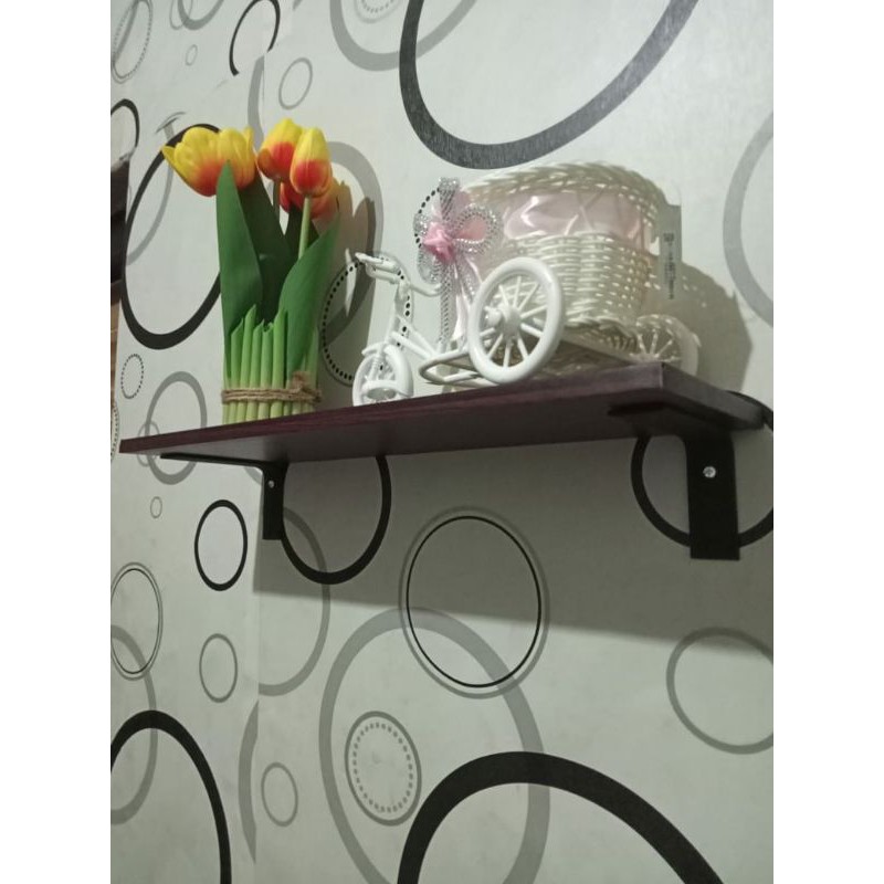 rak dinding tempel minimalis kayu besi.rak serbaguna hiasan dinding(1 SET)