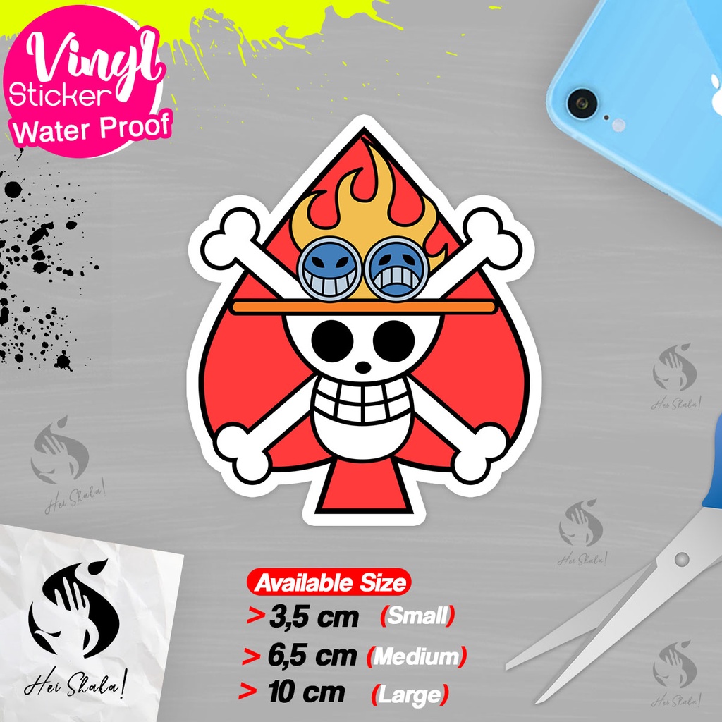 

Stiker One Piece Ace Pirate Flag Logo Sticker Anime Jepang Bahan Vinyl Anti Air
