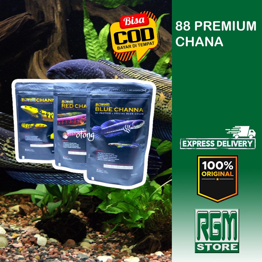 Premium 88 ALL PREDATOR RED BLUE YELLOW CHANNA CANA makanan Pakan ikan