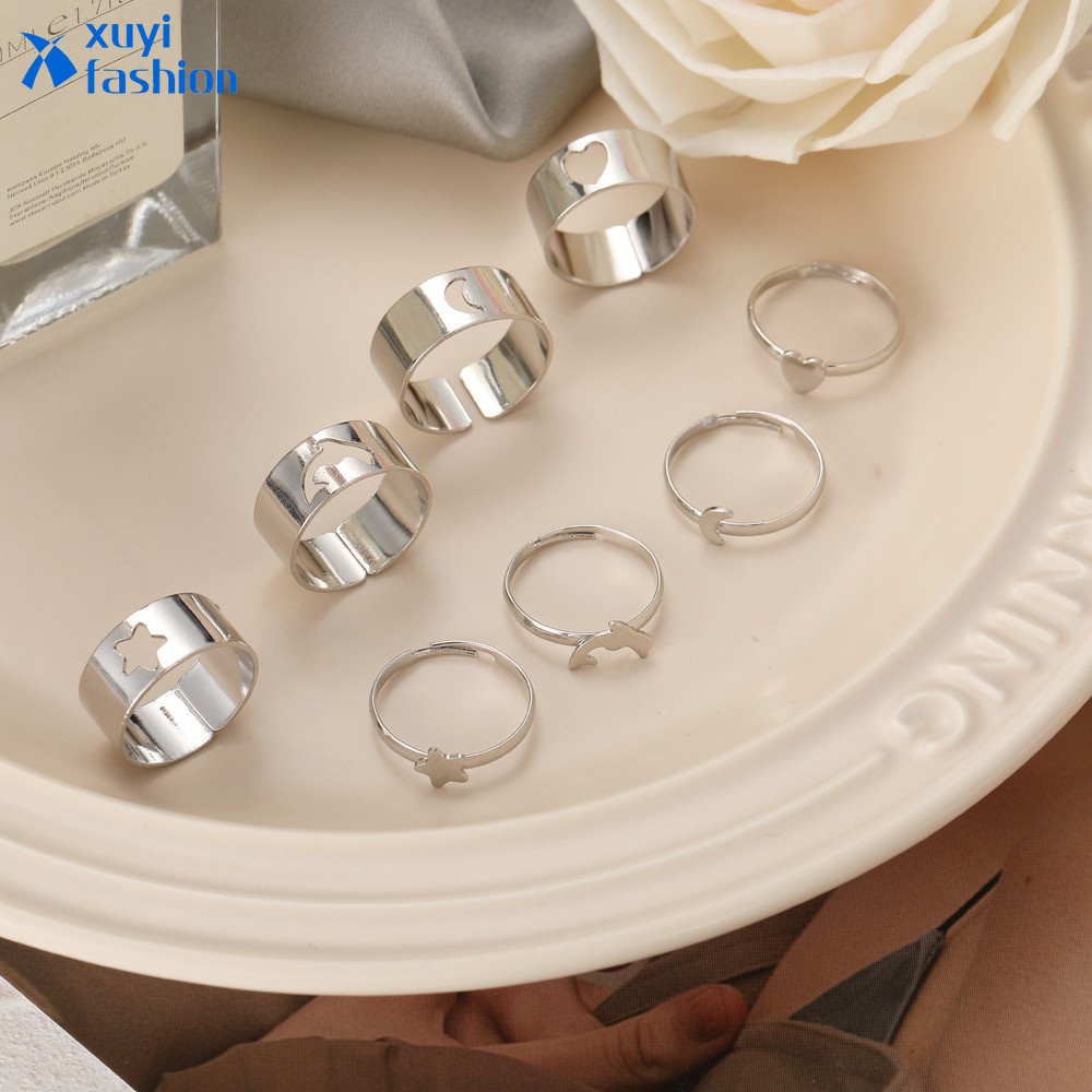 2pcs / Set Cincin Persahabatan Desain Kupu-Kupu / Hati Adjustable Untuk Pria / Wanita 2021