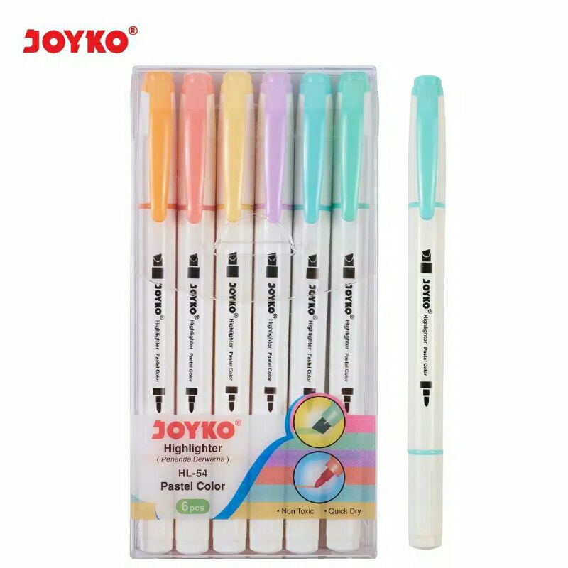 

Textliner 2 In 1 Highlighter Spidol HL-54 Joyko 6 Warna Pastel Color